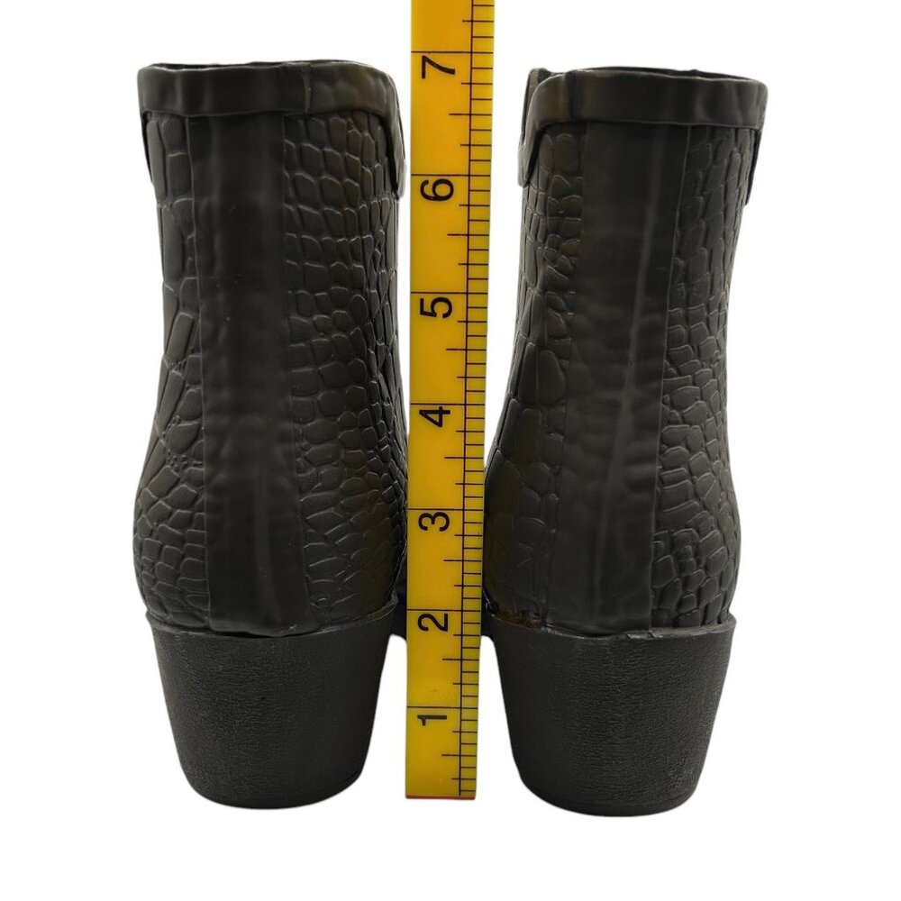 Talolo Boho Cowboy Pointy Toe Croc Embossed Rubber Ankle Boots (7) - Picture 9 of 15
